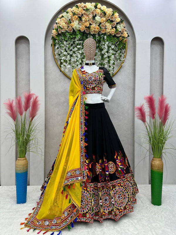 Black & Yellow Semi-Stitched Lehenga Choli - photo 1
