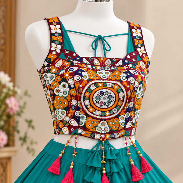 Peacock Green & Pink Lehenga Choli - photo 2