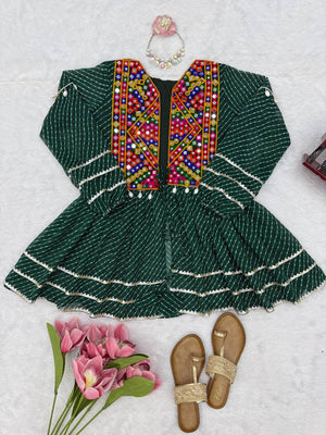 Bottle Green Kediya Style Top for Women - photo 5
