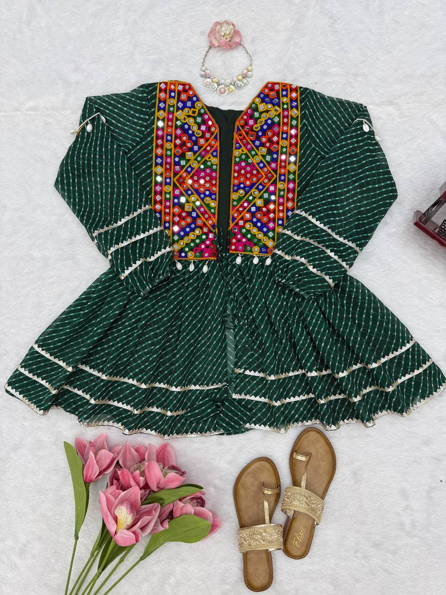 Bottle Green Kediya Style Top for Women - photo 5