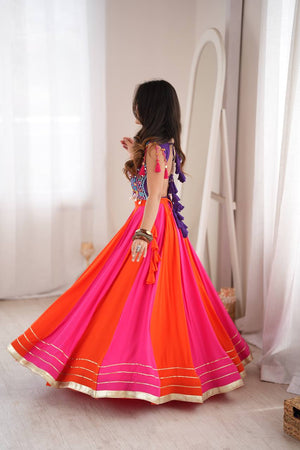 Pink & Orange Bandhani Style Lehenga Choli - photo 3