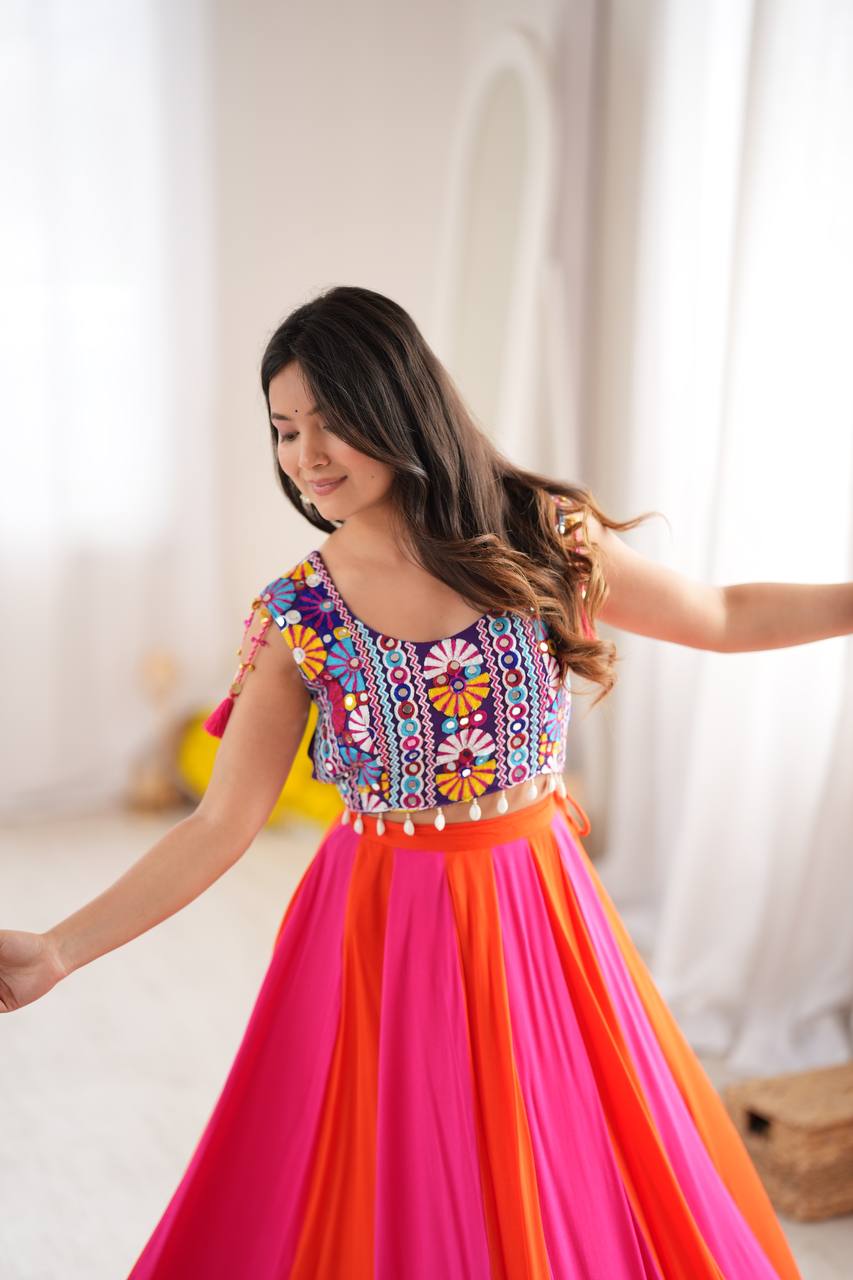 Pink & Orange Bandhani Style Lehenga Choli - photo 5