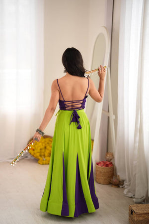 Neon Green & Navy Blue Lehenga Choli - photo 4