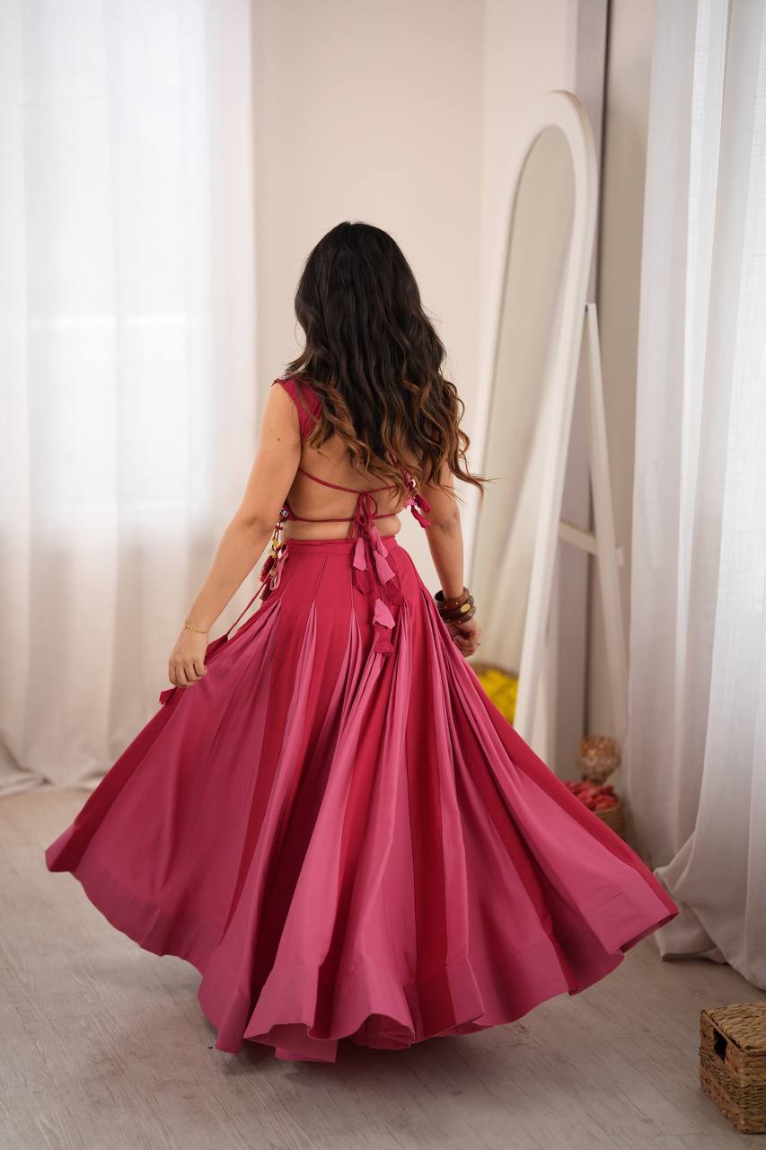 Wine Pink Embroidered Lehenga Choli Set - photo 3
