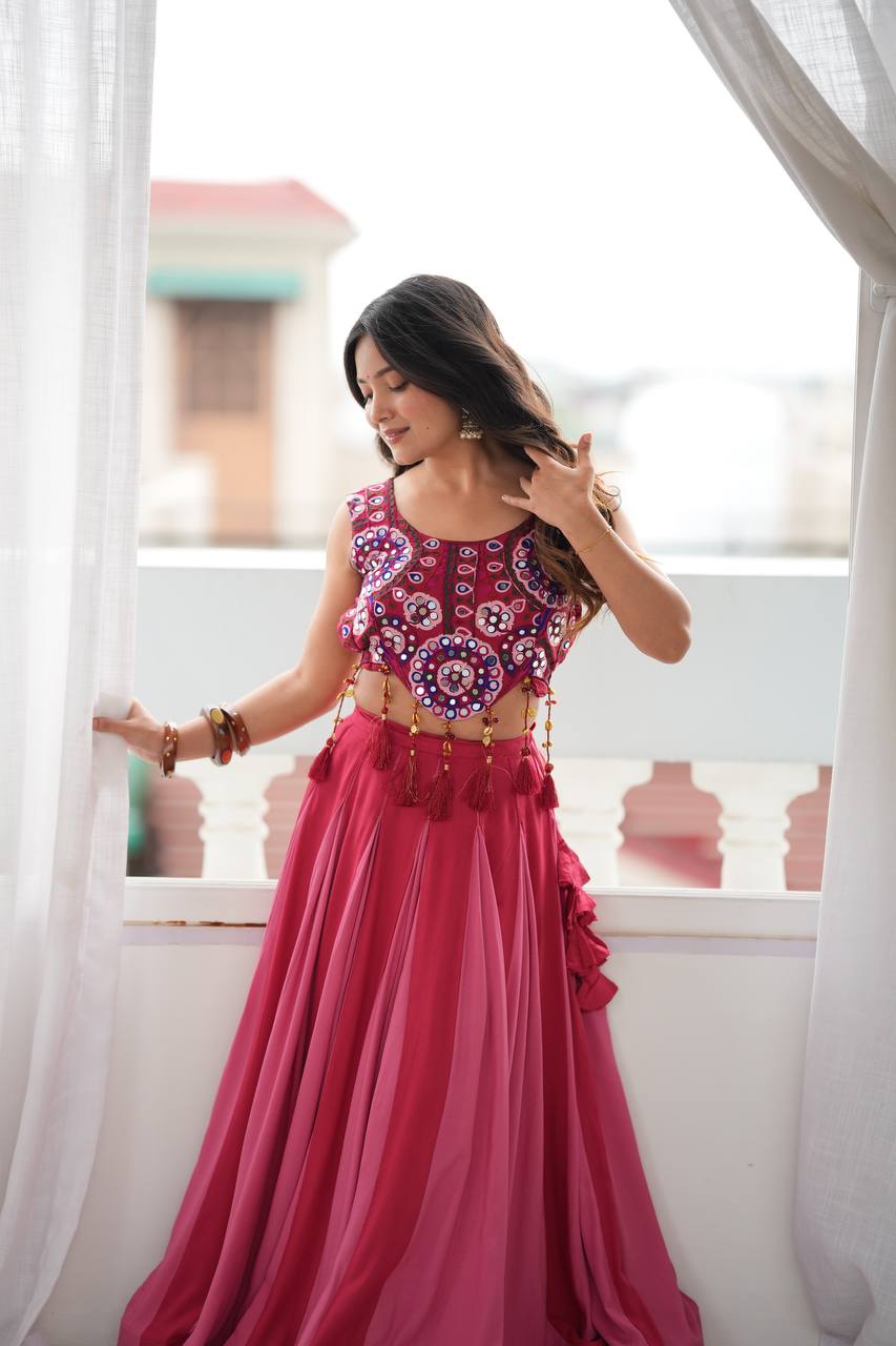 Wine Pink Embroidered Lehenga Choli Set - photo 2
