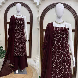 Wine Georgette 3-Piece Suit Set - photo 4