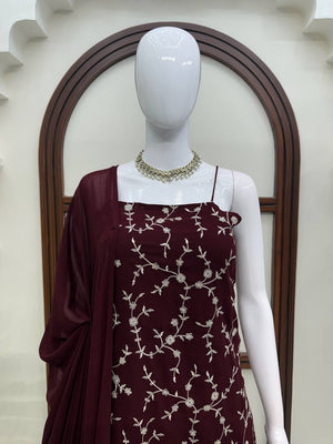 Wine Georgette 3-Piece Suit Set - photo 2