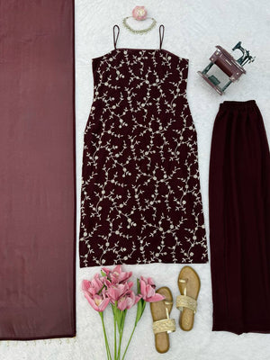Wine Georgette 3-Piece Suit Set - photo 6