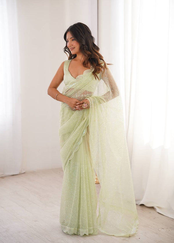 Soft Net Saree with Sequin & Thread - photo 1