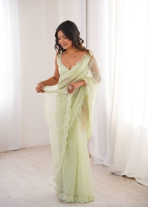 Soft Net Saree with Sequin & Thread - photo 4