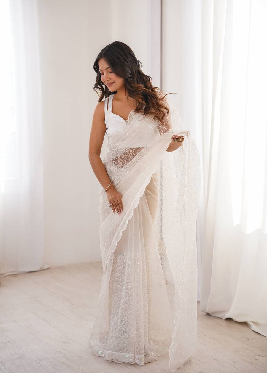Soft Net Saree with Sequin & Thread - photo 5