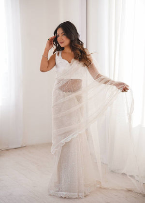 Soft Net Saree with Sequin & Thread - photo 2