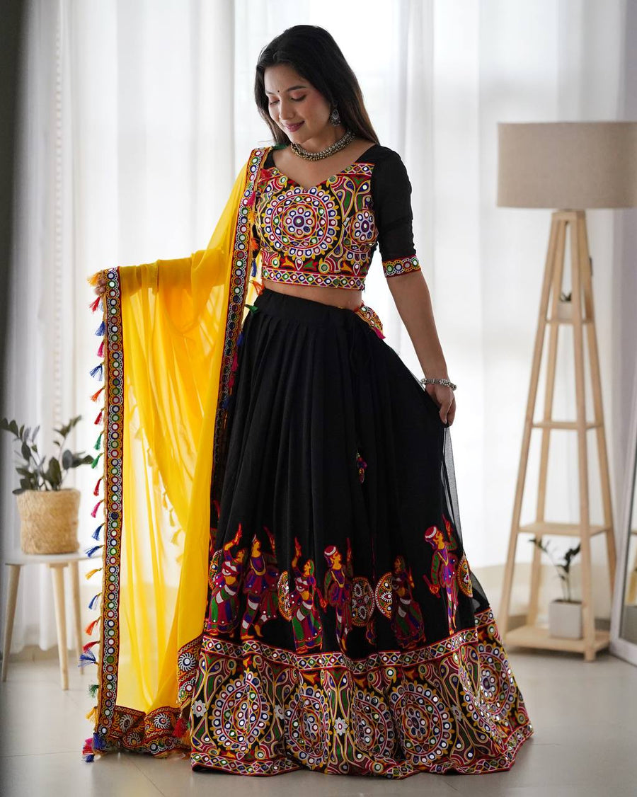 Black & Yellow Semi-Stitched Lehenga Choli - photo 6