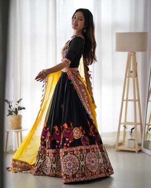 Black & Yellow Semi-Stitched Lehenga Choli - photo 5