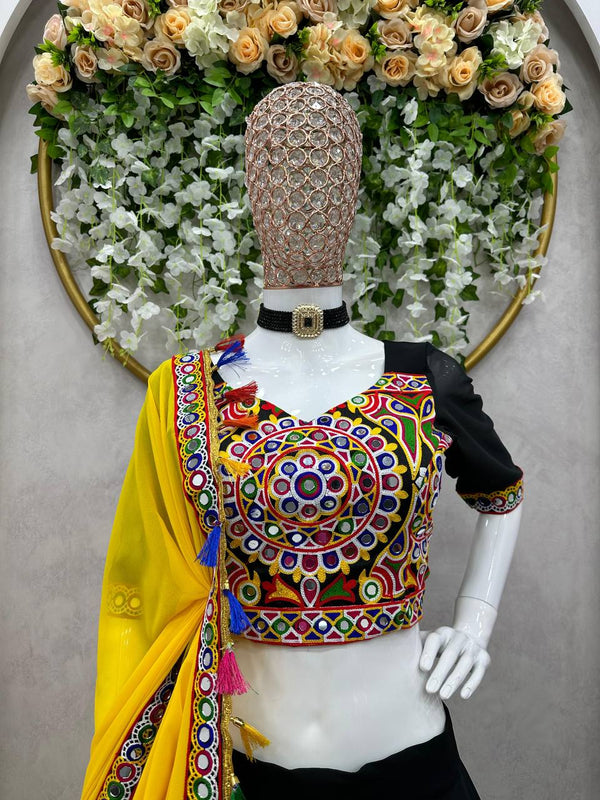 Black & Yellow Semi-Stitched Lehenga Choli - photo 3
