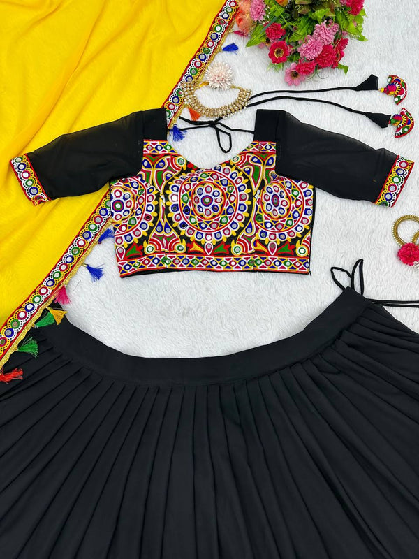 Black & Yellow Semi-Stitched Lehenga Choli - photo 7