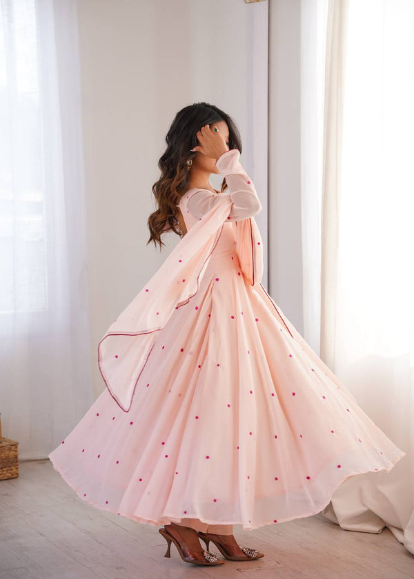 Blush Pink Embroidered Anarkali Suit - photo 4