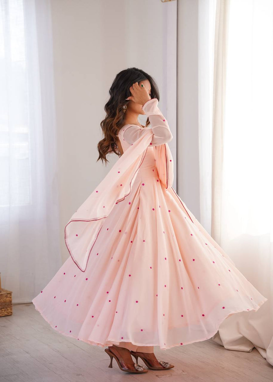 Blush Pink Embroidered Anarkali Suit - photo 4