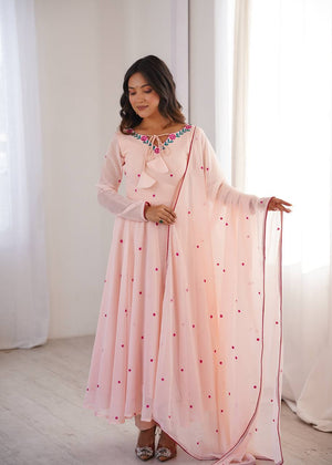 Blush Pink Embroidered Anarkali Suit - photo 2
