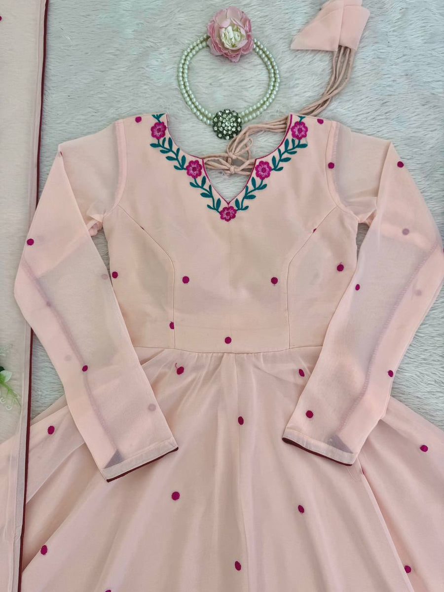Blush Pink Embroidered Anarkali Suit - photo 8