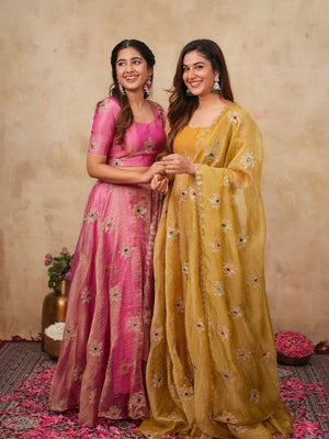 Designer Gown with Dupatta Set | Premium Salsa Silk Ethnic Wear