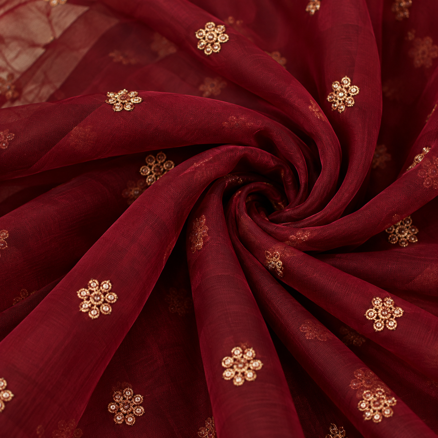 Maroon Fendy Silk Saree with Thread - photo 4