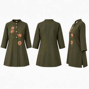 Slate Blossom Hand-Embroidered Tunic - photo 9