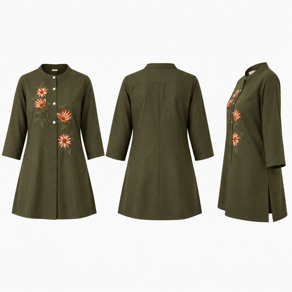 Slate Blossom Hand-Embroidered Tunic - photo 9
