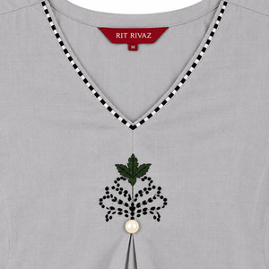Grey Embroidered Kurta Pant Set - photo 7