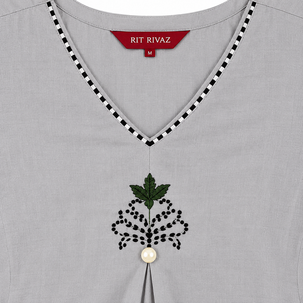 Grey Embroidered Kurta Pant Set - photo 7
