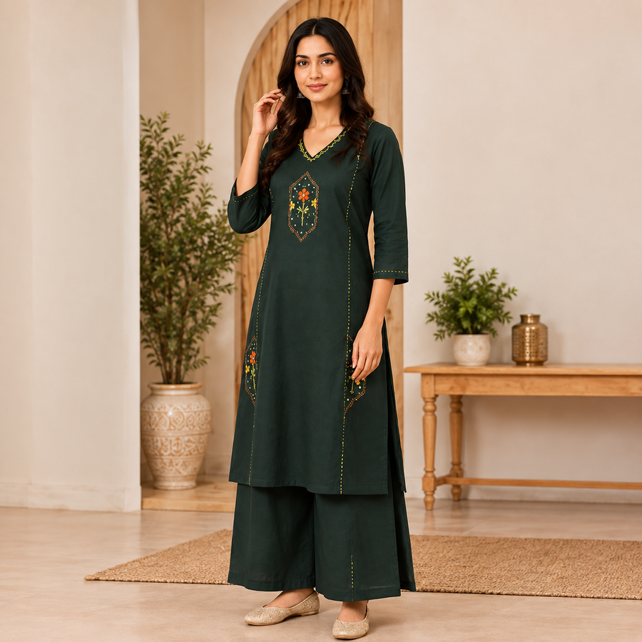 Embroidered 2-Piece Kurta Palazzo Set - photo 3