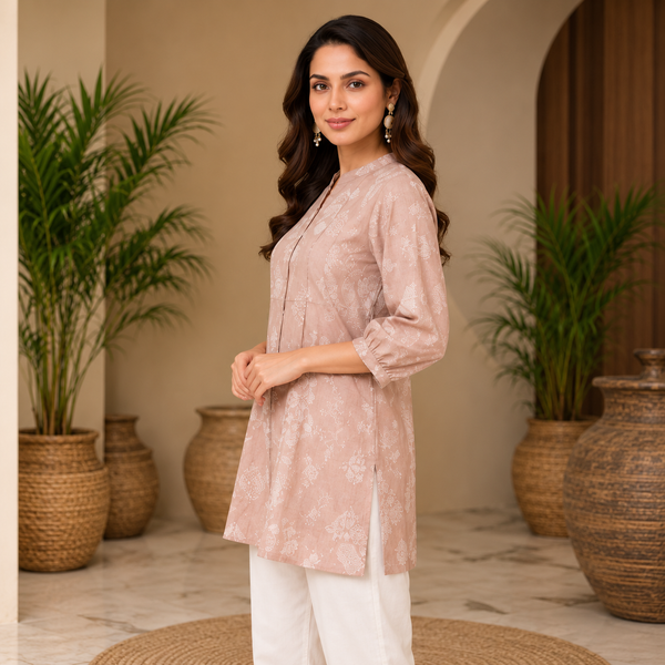 Peach Meadow Pleated Cotton Tunic - photo 3