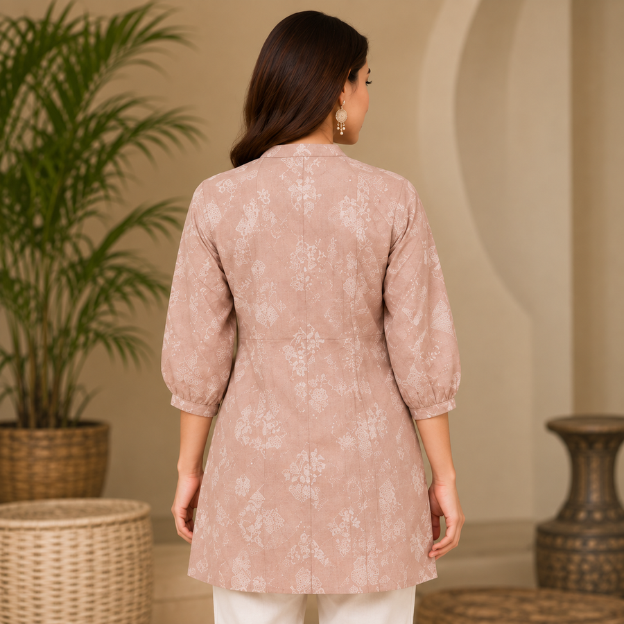 Peach Meadow Pleated Cotton Tunic - photo 5