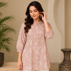 Peach Meadow Pleated Cotton Tunic - photo 4