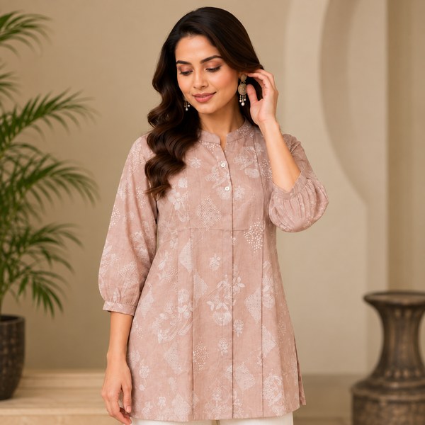 Peach Meadow Pleated Cotton Tunic - photo 4