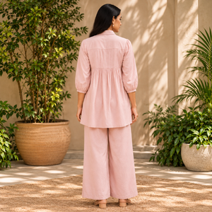 Blush Pleated Cotton Co-Ord Set - photo 4