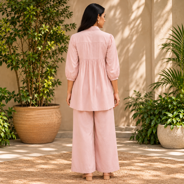 Blush Pleated Cotton Co-Ord Set - photo 4