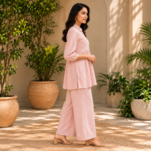 Blush Pleated Cotton Co-Ord Set - photo 3