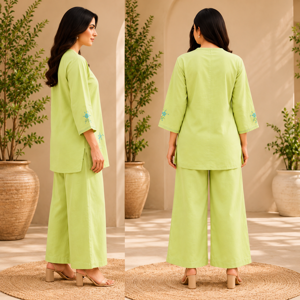 Embroidered V-Neck Co-Ord Set - photo 7