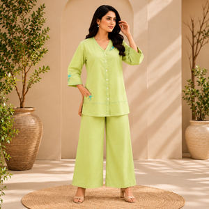 Embroidered V-Neck Co-Ord Set - photo 5