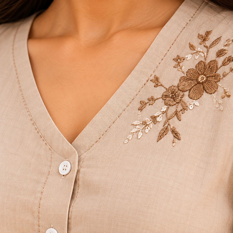Embroidered V-Neck Co-Ord Set - photo 4