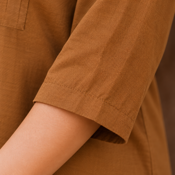 Ochre Bloom Embroidered Cotton Tunic - photo 8
