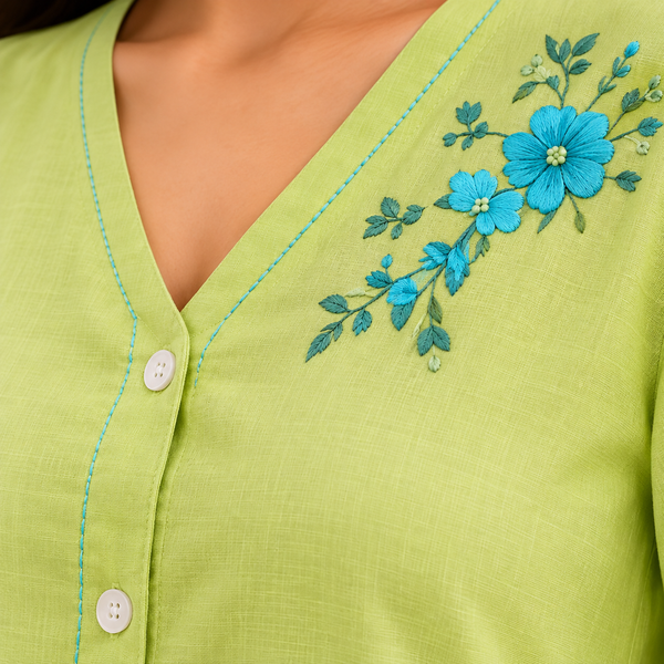 Embroidered V-Neck Co-Ord Set - photo 13