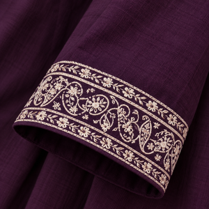 Wine Purple Cotton Kurta & Wide-Leg Pants - photo 6