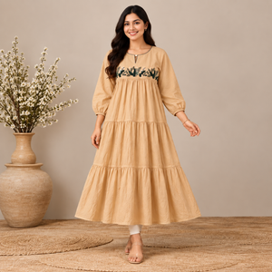 Meher Bloom – Embroidered Tiered Maxi Dress