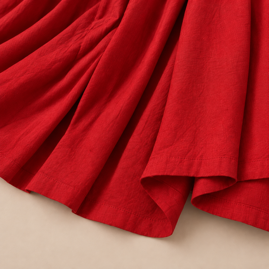 Red Cotton Flared Anarkali Kurta Set - photo 8