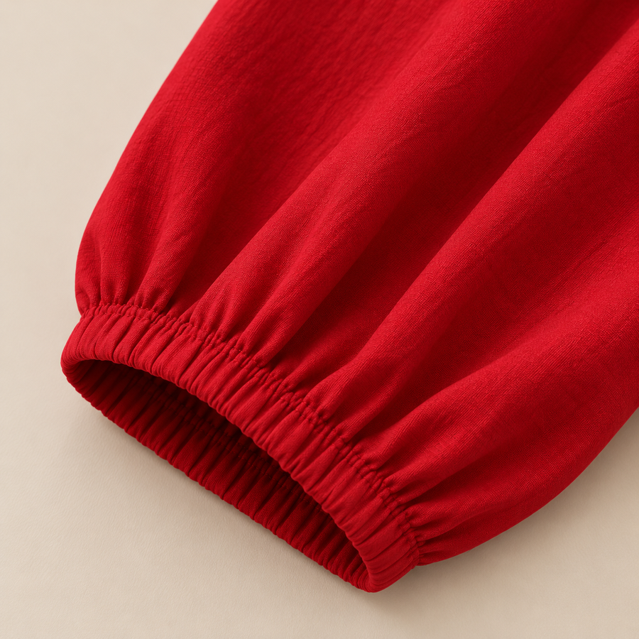Red Cotton Flared Anarkali Kurta Set - photo 7