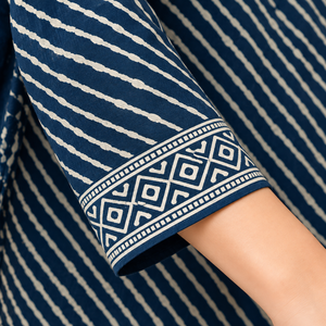 Navy Blue Printed Straight Kurta Set - photo 3