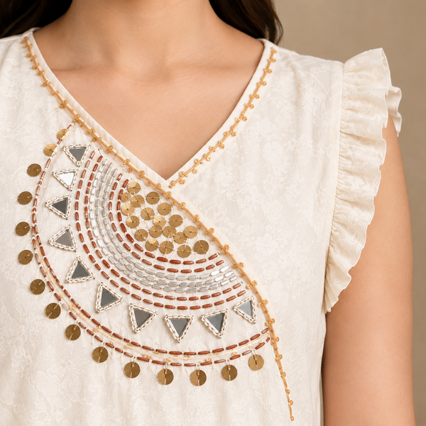Ivory Aura Embellished Cotton Tunic - photo 2