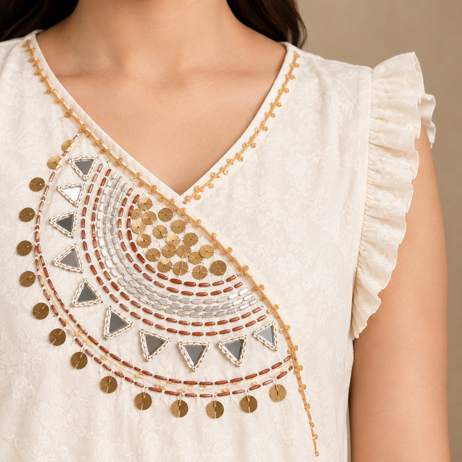 Ivory Aura Embellished Cotton Tunic - photo 2